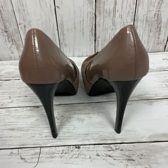 CARLOS Santana Taupe Peep Toe Heel Bow Tie Shoes Size 6 - Picture 8 of 13